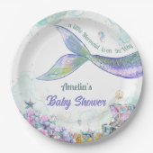 Pastel Ocean Sparkle Mermaid Tail Girl Papieren Bordje (Voorkant)