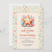 Pastel Ocean Starfish Personalized Baby Shower Kaart (Voorkant)