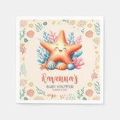 Pastel Ocean Starfish Personalized Baby Shower Servet (Voorkant)