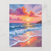 Pastel Ocean Sunset | Kleurrijke Beach Painting Briefkaart (Voorkant)