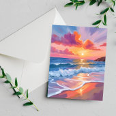 Pastel Ocean Sunset | Kleurrijke Beach Painting Briefkaart
