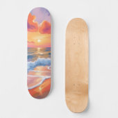 Pastel Ocean Sunset | Kleurrijke Beach Painting Persoonlijk Skateboard (Voorkant)