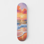Pastel Ocean Sunset | Kleurrijke Beach Painting Persoonlijk Skateboard (Voorkant)