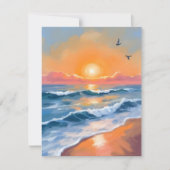 Pastel Ocean Sunset Watercolor Beach Painting Card (Voorkant)