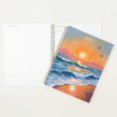 Pastel Ocean Sunset Watercolor Beach Painting Planner (Display)