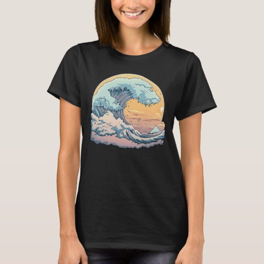 Pastel Ocean Wave Graphic T-Shirt (Voorkant)
