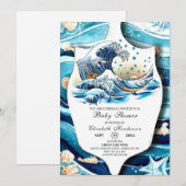 Pastel Ocean Waves Baby shower Kaart (Voorkant / Achterkant)