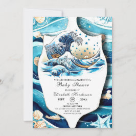 Pastel Ocean Waves Baby shower Kaart