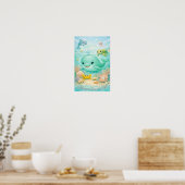 Pastel Oceandieren Neutrale Walvis Dolfijn Zeeschi Poster (Keuken)