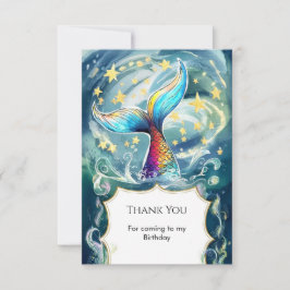 Pastel Oceanische Zeemeermin Verjaardag Bedankkaart