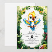 Pastel Oerwoud Parrot Verjaardag Kaart (Voorkant / Achterkant)