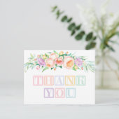 Pastel of Sherbet Baby Blocks Shower Bedankt Briefkaart (Staand voorkant)
