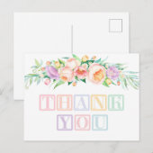 Pastel of Sherbet Baby Blocks Shower Bedanktkaart Briefkaart (Voorkant / Achterkant)