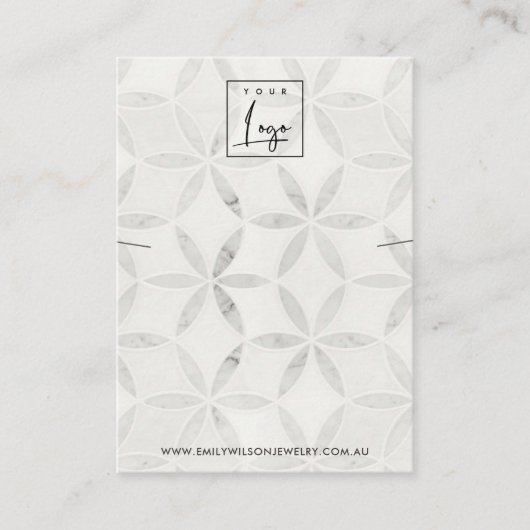 PASTEL OFF WITTE BLOEMEN KETTINGEN ARMBAND DISPLAY VISITEKAARTJE (Voorkant)