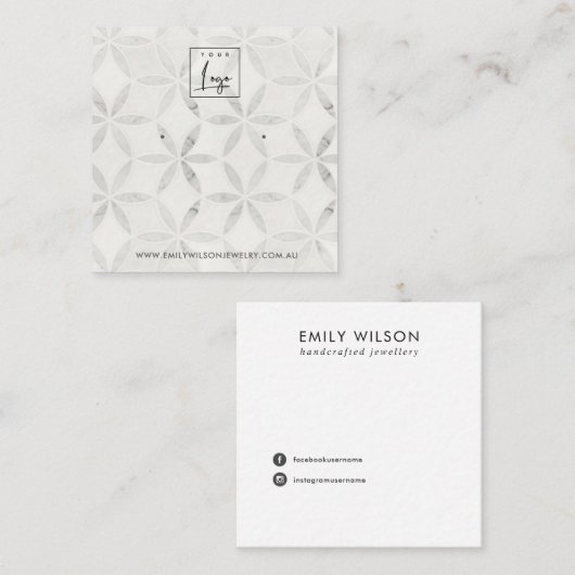 PASTEL OFF WITTE BLOEMKNOOPJE OORBEL DISPLAY KAART VIERKANTE VISITEKAARTJE (Voorkant / Achterkant)