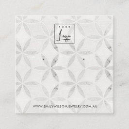 PASTEL OFF WITTE BLOEMKNOOPJE OORBEL DISPLAY KAART VIERKANTE VISITEKAARTJE