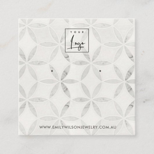 PASTEL OFF WITTE BLOEMKNOOPJE OORBEL DISPLAY KAART VIERKANTE VISITEKAARTJE (Voorkant)