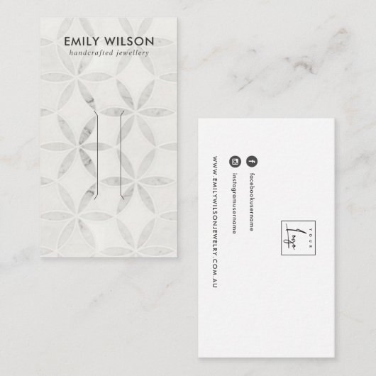 PASTEL OFF WITTE BLOEMKNOOPJE OORBEL DISPLAY KAART VISITEKAARTJE (Voorkant / Achterkant)