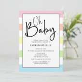 Pastel Oh Baby, Baby shower Uitnodiging (Staand voorkant)