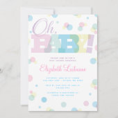 Pastel Oh Baby Baby shower Uitnodiging (Voorkant)