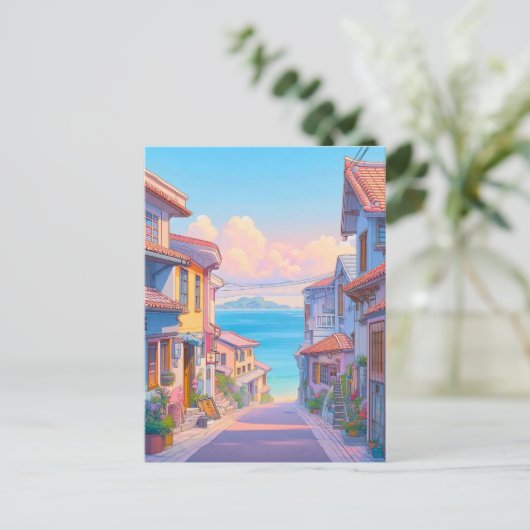 Pastel Okinawa Zeezijstraat Briefkaart (Staand voorkant)