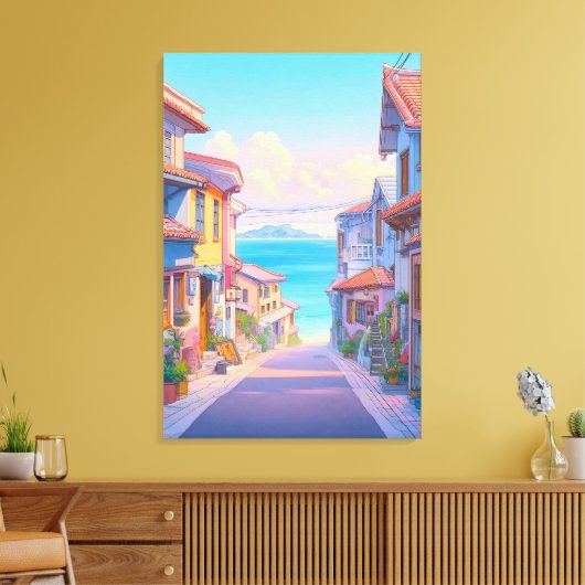 Pastel Okinawa Zeezijstraat Canvas Afdruk (Insitu (Woonkamer))
