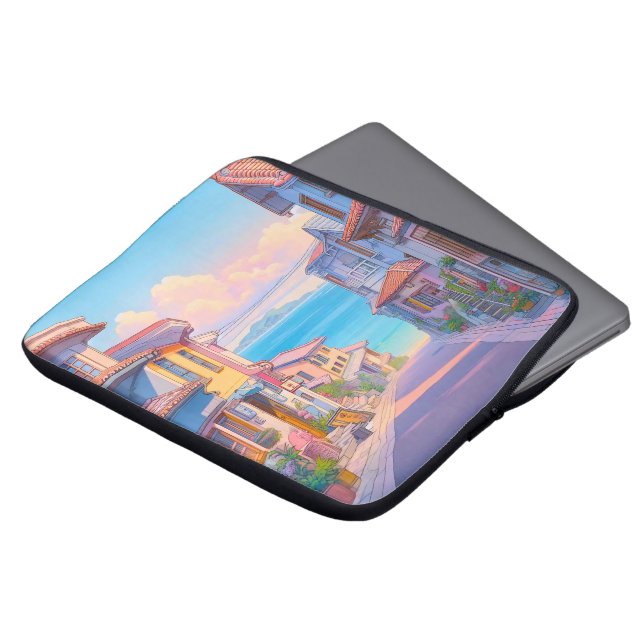Pastel Okinawa Zeezijstraat Laptop Sleeve (Voorkant top)