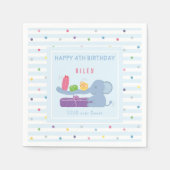 Pastel Olifant 4e Verjaardagsfeest Servetten (Voorkant)