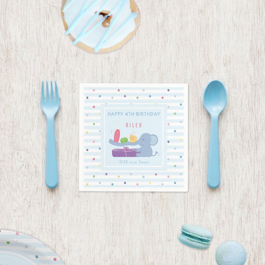 Pastel Olifant 4e Verjaardagsfeest Servetten