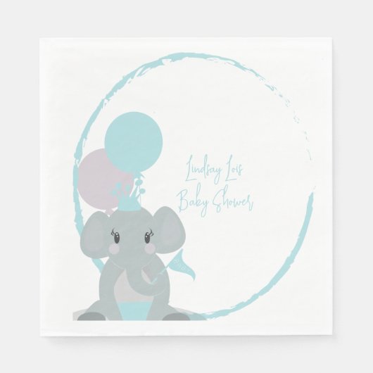 Pastel Olifant Baby Meisje Script Baby Shower    Servet (Voorkant)