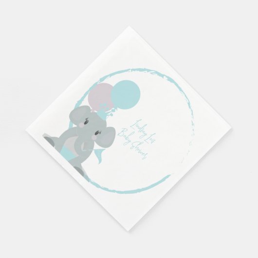 Pastel Olifant Baby Meisje Script Baby Shower    Servet (Hoek)