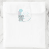 Pastel Olifant Baby Meisje Script Baby Shower Vierkante Sticker (Tas)