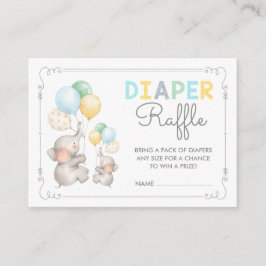 Pastel Olifant Luier Raffle Oerwoud Safari Baby Informatiekaartje