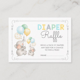 Pastel Olifant Luier Raffle Oerwoud Safari Baby Informatiekaartje