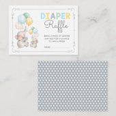 Pastel Olifant Luier Raffle Oerwoud Safari Baby Informatiekaartje (Voorkant / Achterkant)