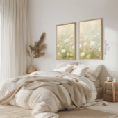 Pastel Olive Green Wildflower Meadow Print 1 van 3