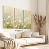 Pastel Olive Green Wildflower Meadow Print 1 van 3