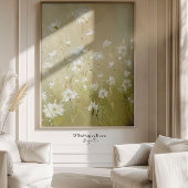 Pastel Olive Green Wildflower Meadow Print 3 van 3