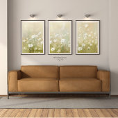 Pastel Olive Green Wildflower Meadow Print 3 van 3