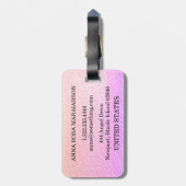 *~* Pastel Ombre + Black Monogram Diamond Bling Bagagelabel (Achterkant verticaal)