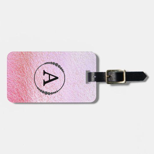 *~* Pastel Ombre Black Monogram Diamond Bling Bagagelabel (Voorkant horizontaal)