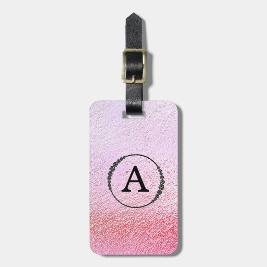 *~* Pastel Ombre Black Monogram Diamond Bling Bagagelabel (Voorkant verticaal)