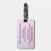 *~* Pastel Ombre Black Monogram Diamond Bling Bagagelabel (Achterkant verticaal)