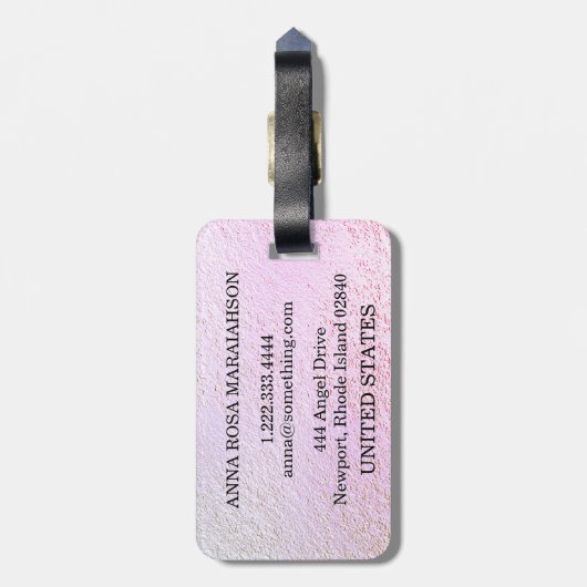 *~* Pastel Ombre Black Monogram Diamond Bling Bagagelabel (Achterkant verticaal)