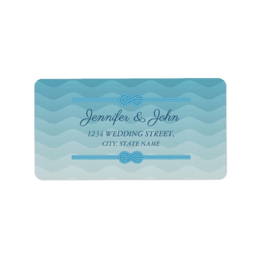 Pastel Ombre blue Wave Weduwingadres Etiket (Voorkant)