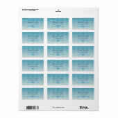 Pastel Ombre blue Wave Weduwingadres Etiket (Full Sheet)
