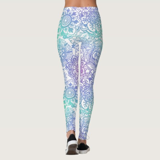 Pastel Ombre Boho Mandala Pattern Leggings (Achterkant)