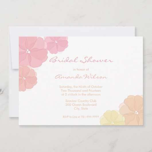 Pastel Ombre Floral Bridal Shower-uitnodigingen Kaart (Voorkant)