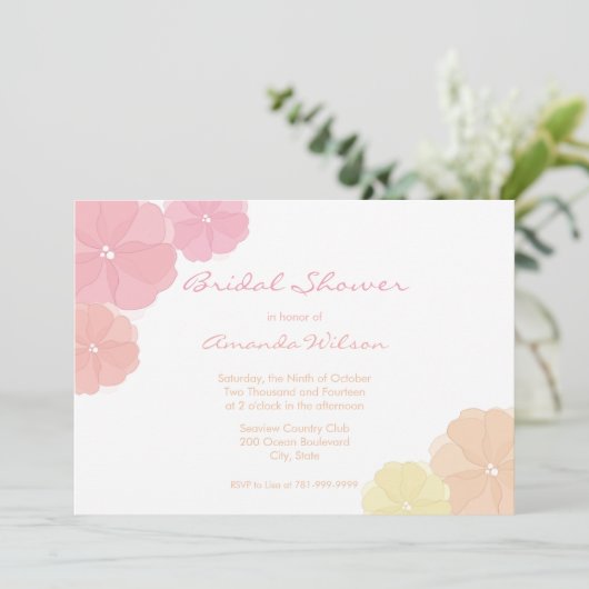 Pastel Ombre Floral Bridal Shower-uitnodigingen Kaart (Staand voorkant)