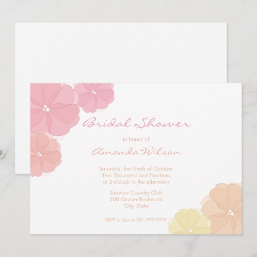 Pastel Ombre Floral Bridal Shower-uitnodigingen Kaart (Voorkant / Achterkant)